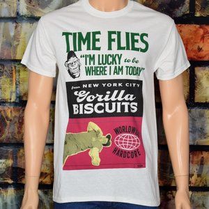 Men's Gorilla Biscuits Hardcore Band "Time Flies" White Short Sleeve T-Shirt